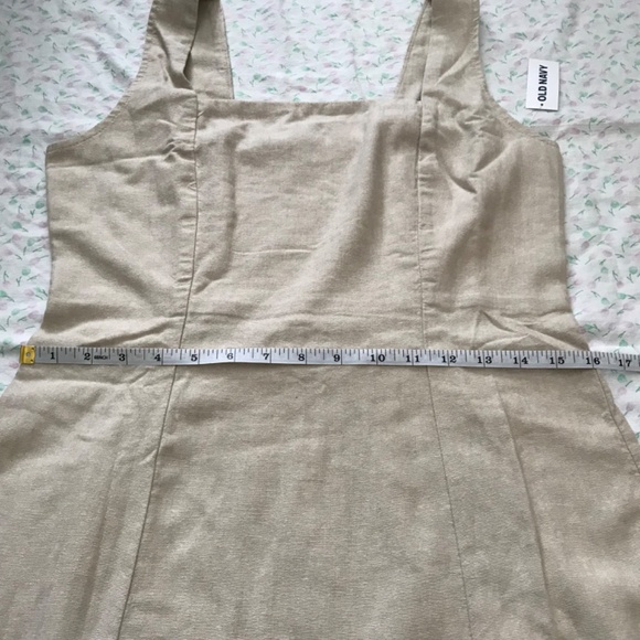 NWT Old Navy Square Neck Linen Blend Mini Dress Tan Brown M Petite - Picture 9 of 16